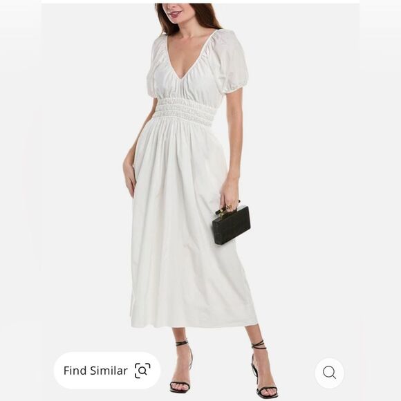 NWT 400.00 FAITHFUL THE BRAND TEATRO  SILK BLEND WHITE MAXI DRESS US 12 - Picture 1 of 6